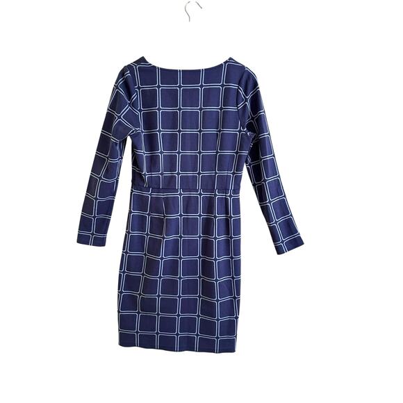 FLAW Boden Eliza Blue  Square Grid Dress Sz US 8 -Fallen Hem - Picture 4 of 5